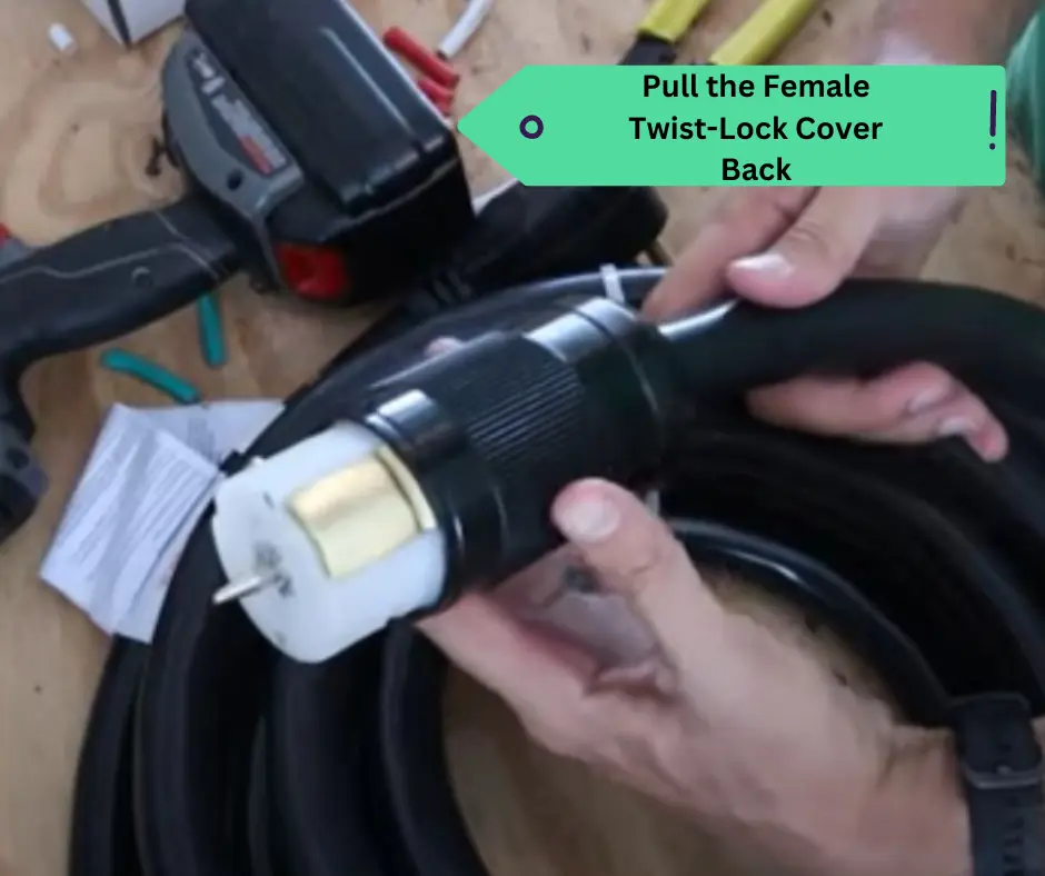 Pull the Female Twist-Lock Cover Back For Creating a 50 amp Generator Extension Cord